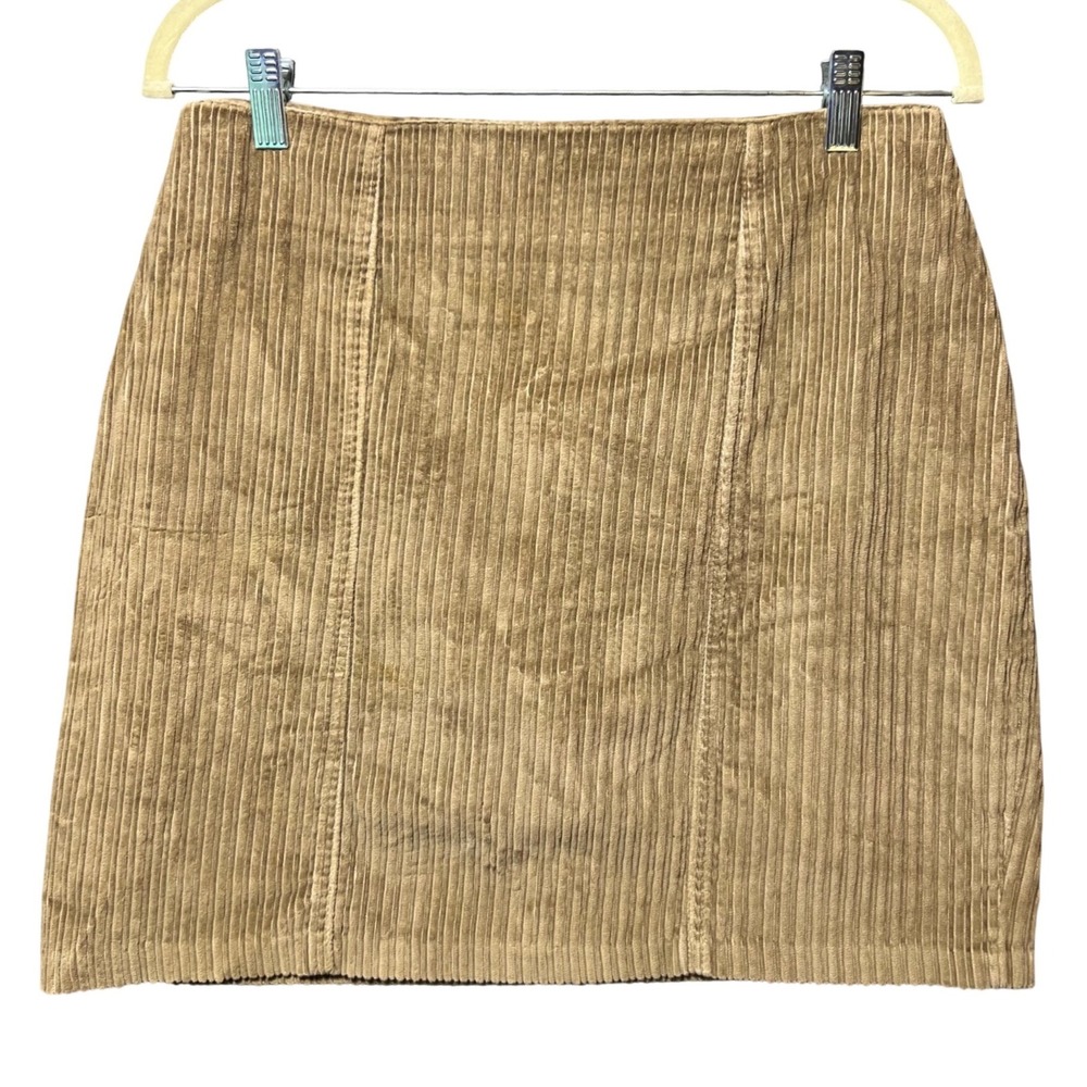 Vintage Y2K Clom Mexico Tan Corduroy Mini Skirt High Waisted A-Line Size 4